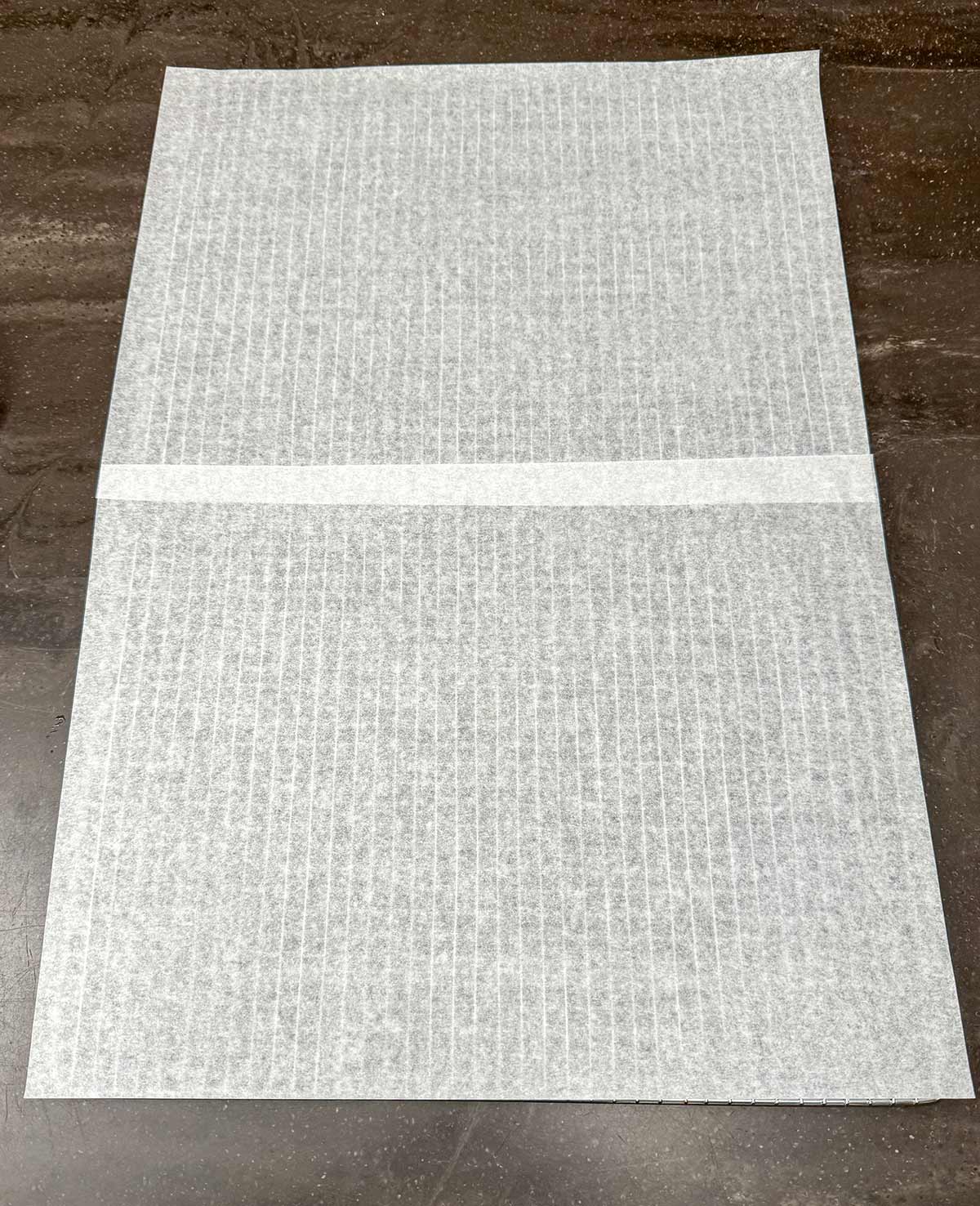 Parchment paper on top of the wire cooling rack.