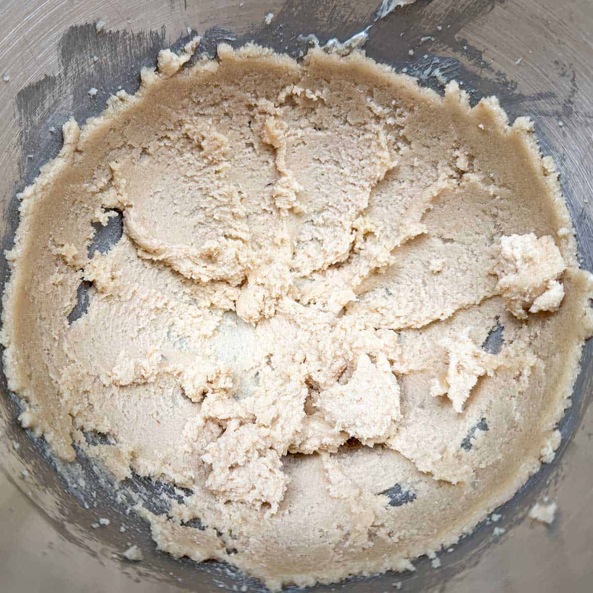 Sugars beaten for 3 minutes with the creamed butter.