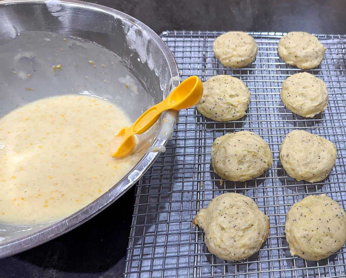 The glazed has been mixed and getting ready to add to the tops of each cookie.