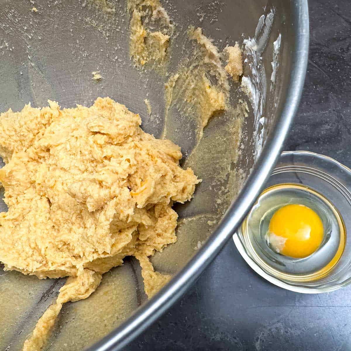 Scraped down the cookie dough in the mixer bowl before adding the second egg.