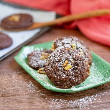 Top look of the chocolate orange toffee cookies.