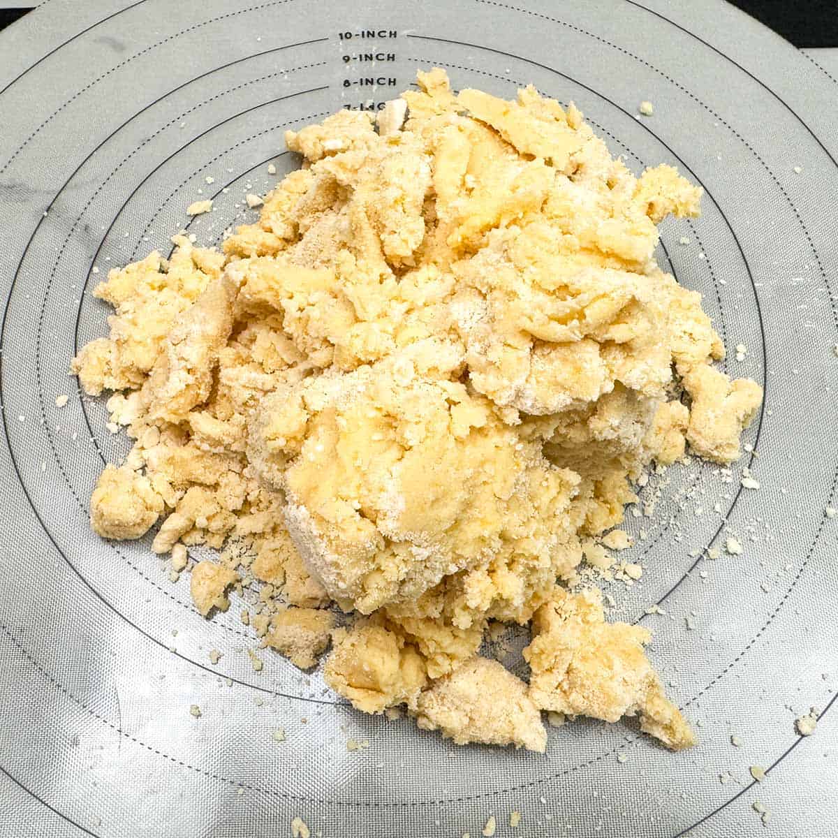 Just incorporated flour into cookie dough and then dumped onto a pasty mat to finish incorporating the flour.