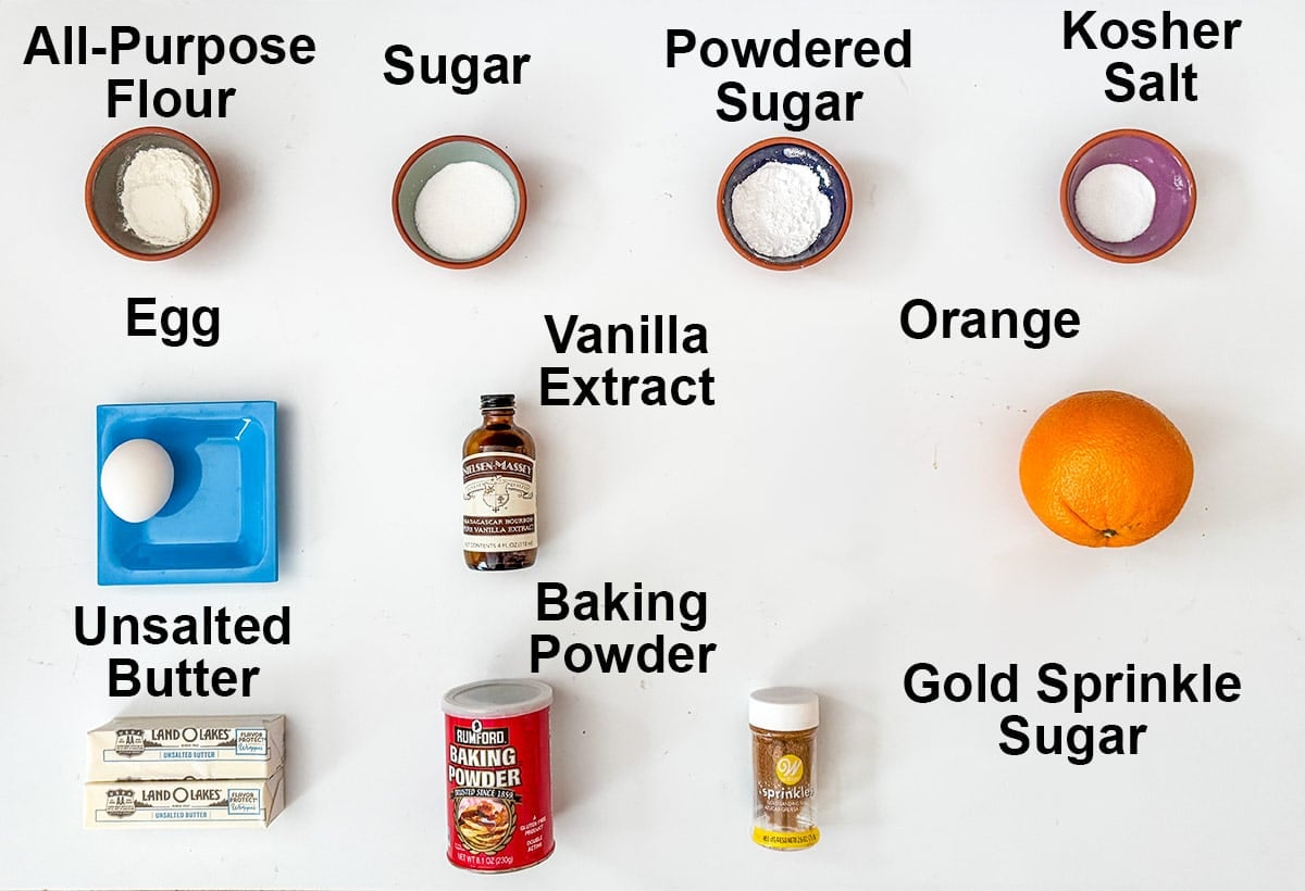 Vanilla Orange Sugar Cookies ingredients.