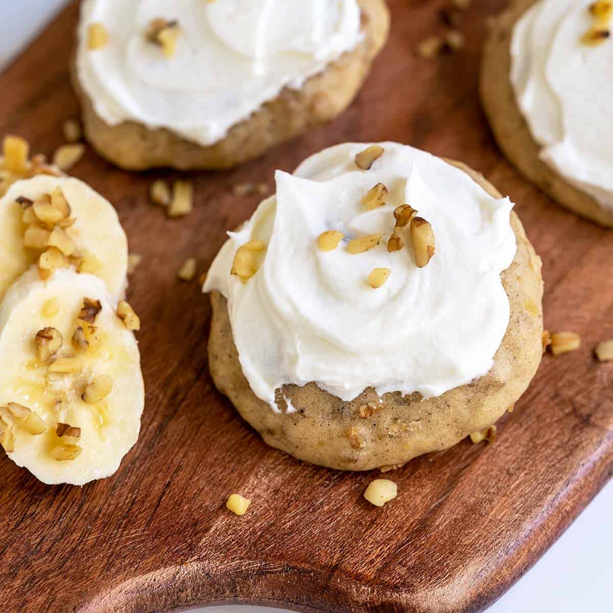 Banana bread cookies made with chopped walnuts.