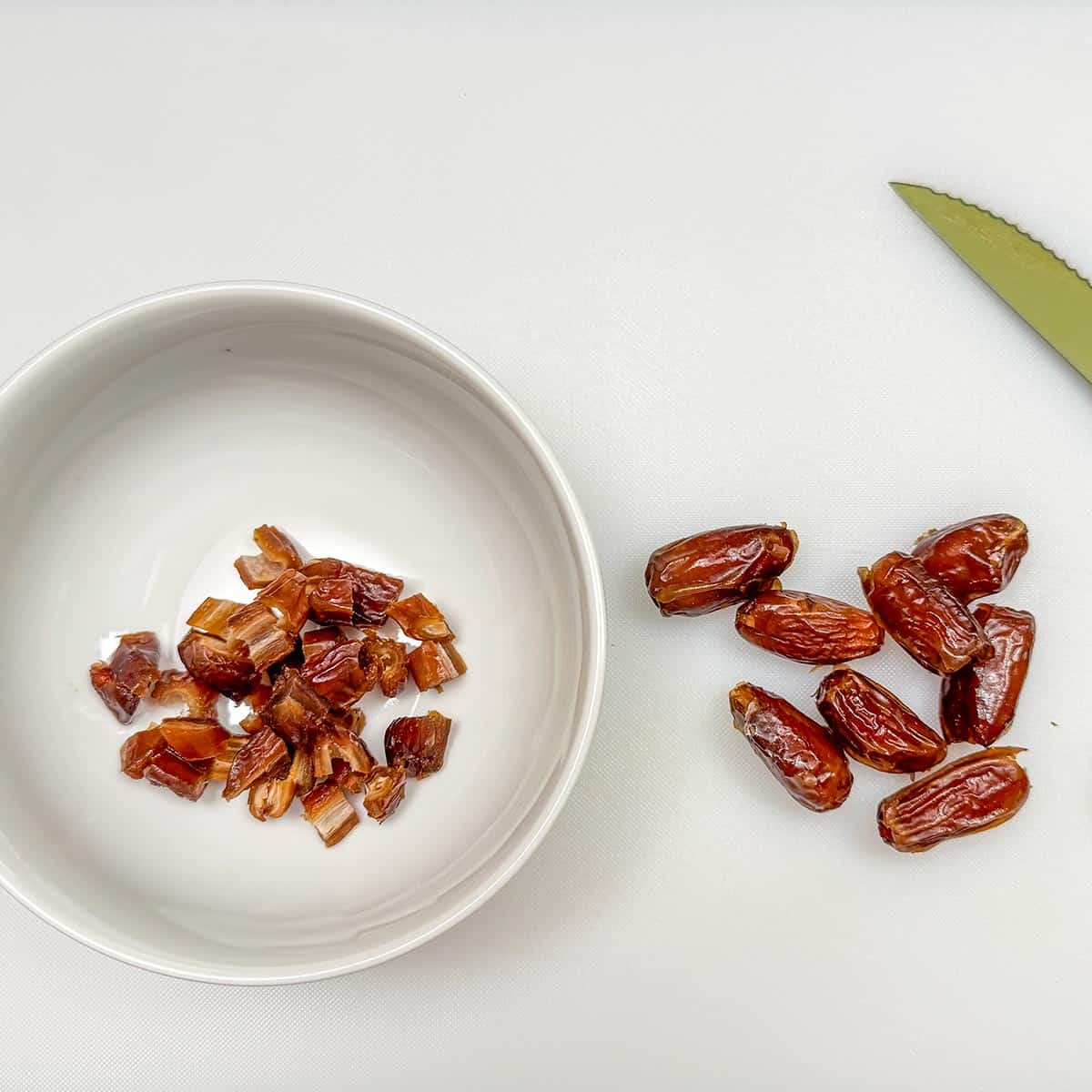 Chopping the dates into the size of the walnut pieces about ½ cup.