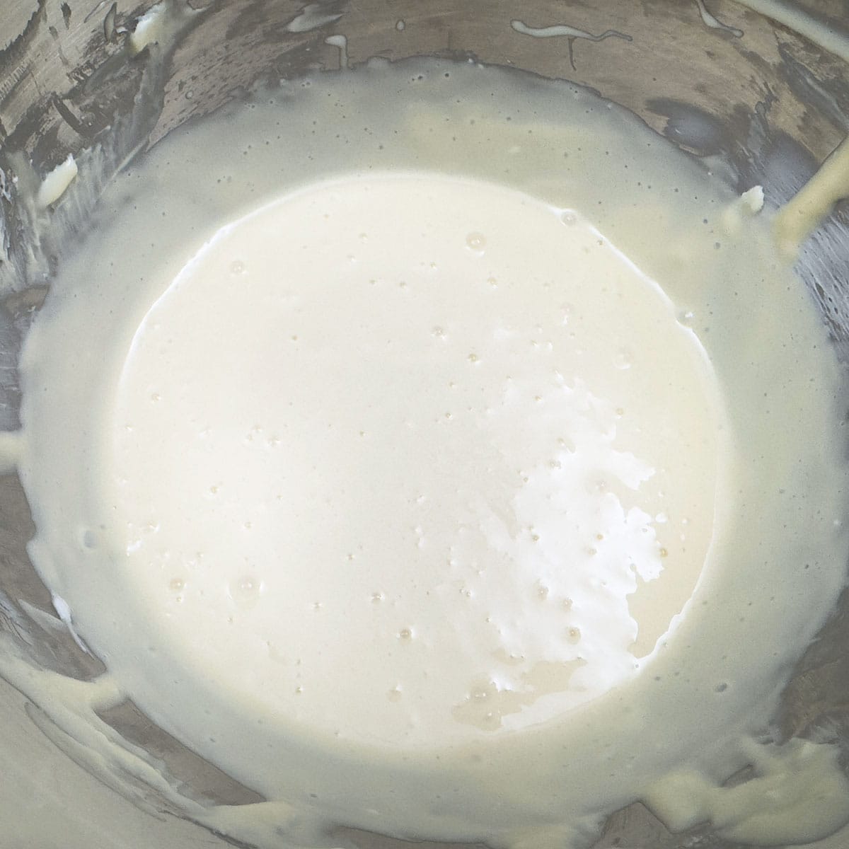 All ingredients added for the strawberry key lime cheesecake.