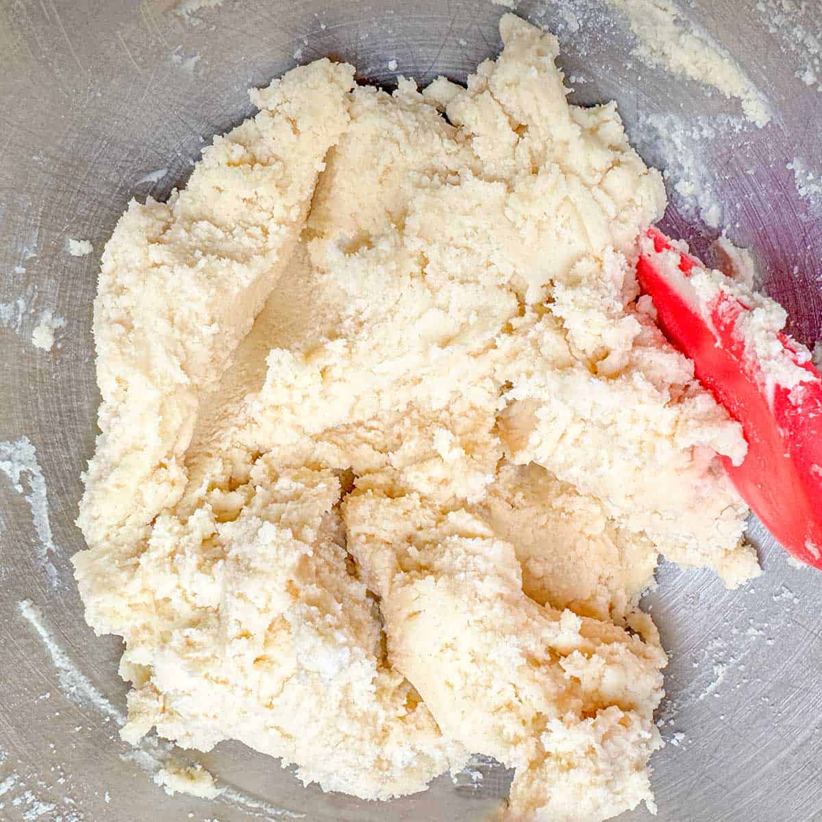 Flour mixture that has been added to the wet cookie ingredients.