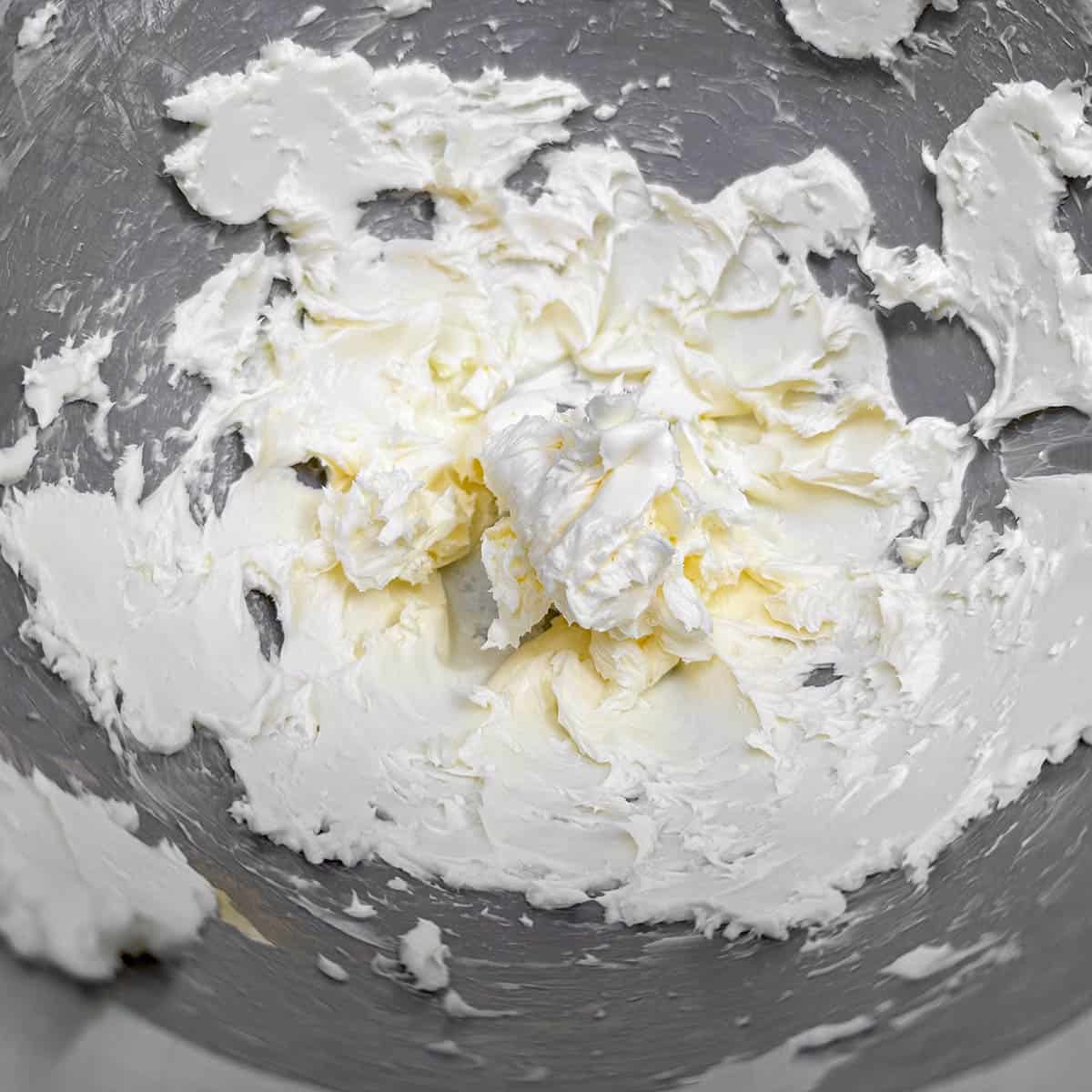 Butter in a mixer bowl that has been creamed.