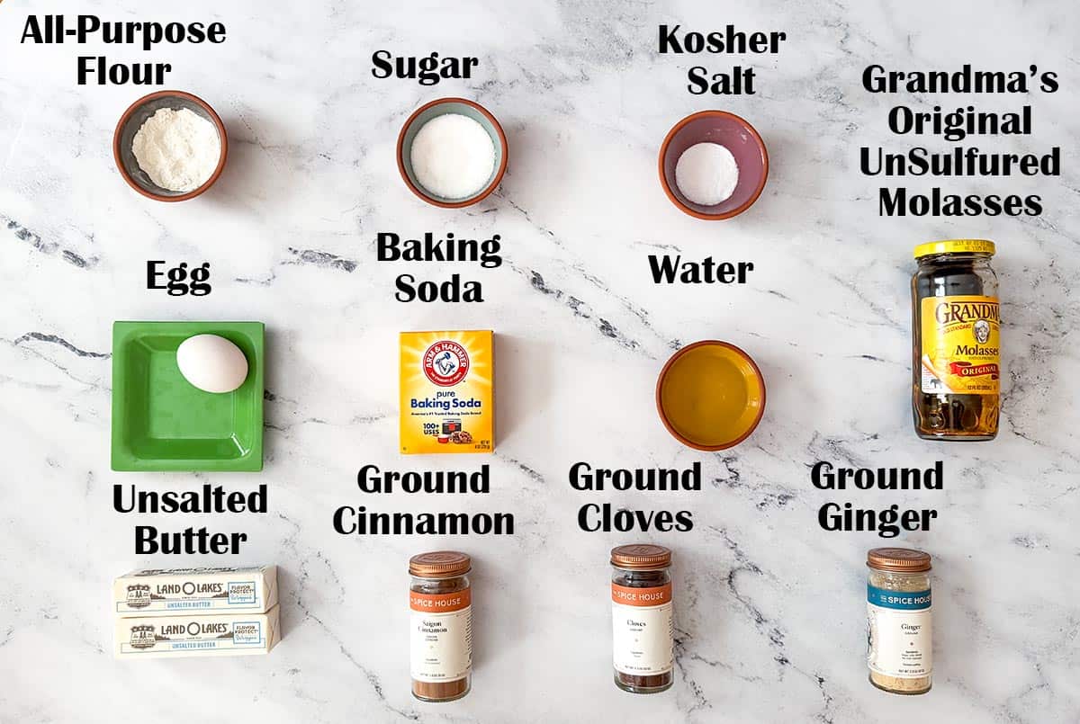Ingredients to make Chewy Ginger Molasses Cookies.