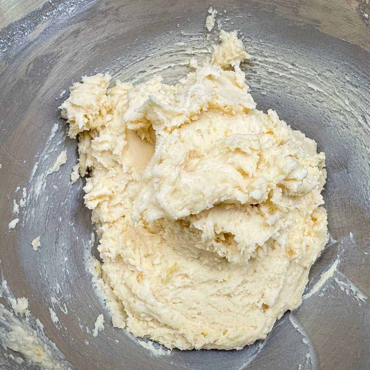 All the ingredients are mixed for the cream cheese cookies.