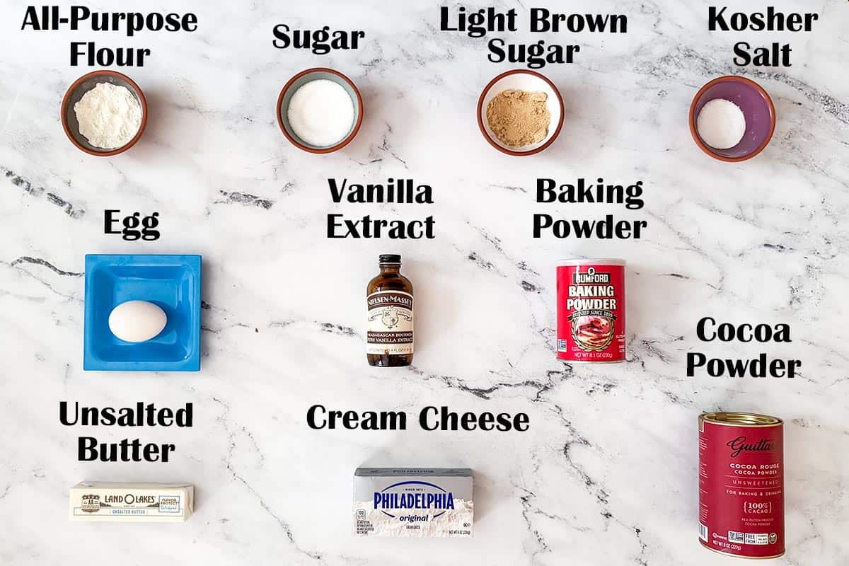 Chocolate cookie cupcakes with peanut butter frosting - cookie ingredients.