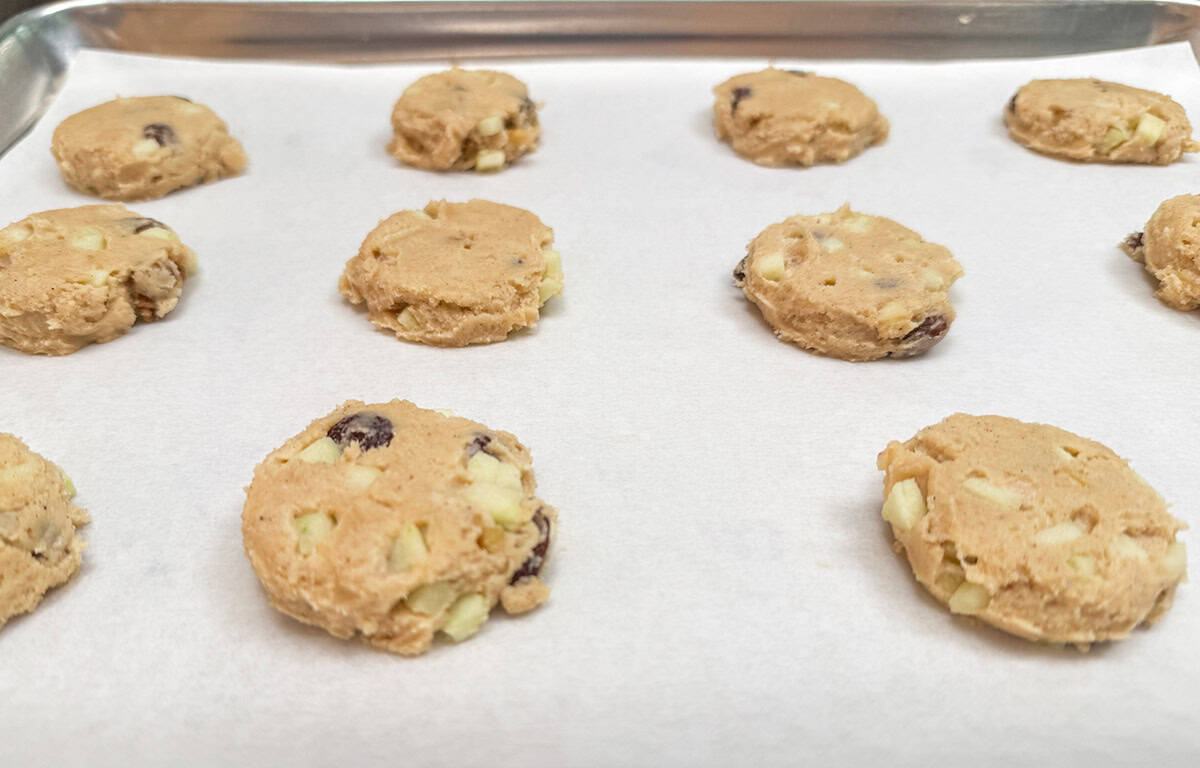 Cookies flattened to about three quarters of an inch to make it easier to add the glaze after baking.