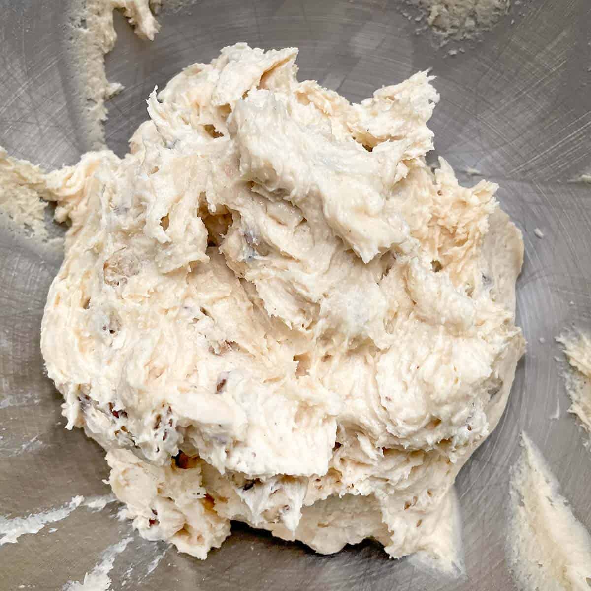 Applesauce with Walnut cookie dough all mixed and will go into the refrigerator to chill.