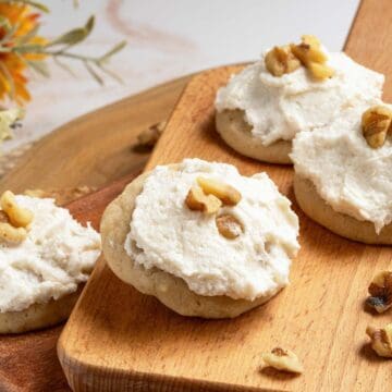 The feature photo of my Applesauce and Walnut cookies on a cutting board.