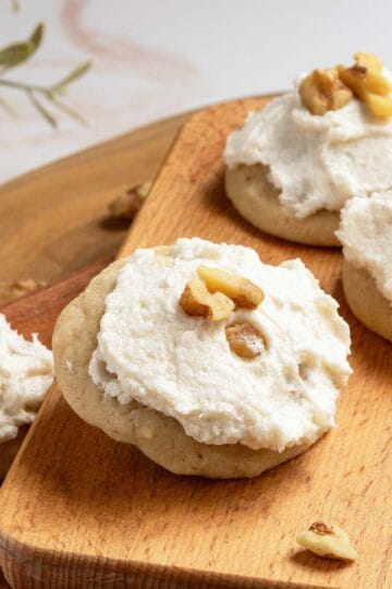 The feature photo of my Applesauce and Walnut cookies on a cutting board.