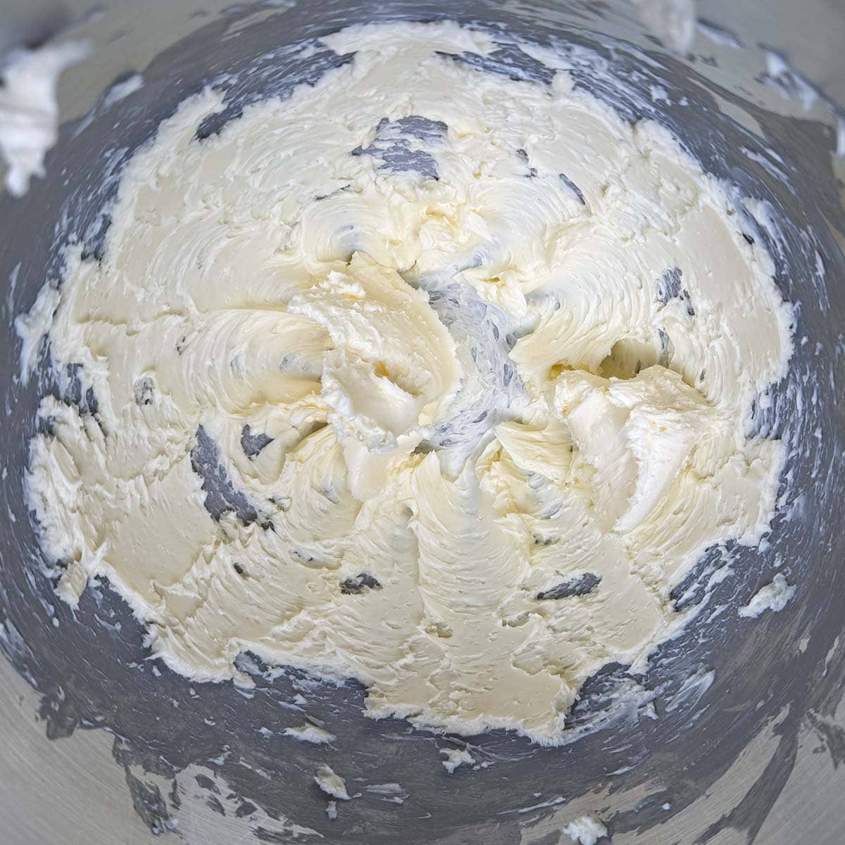 Butter that has been creamed in the mixer.